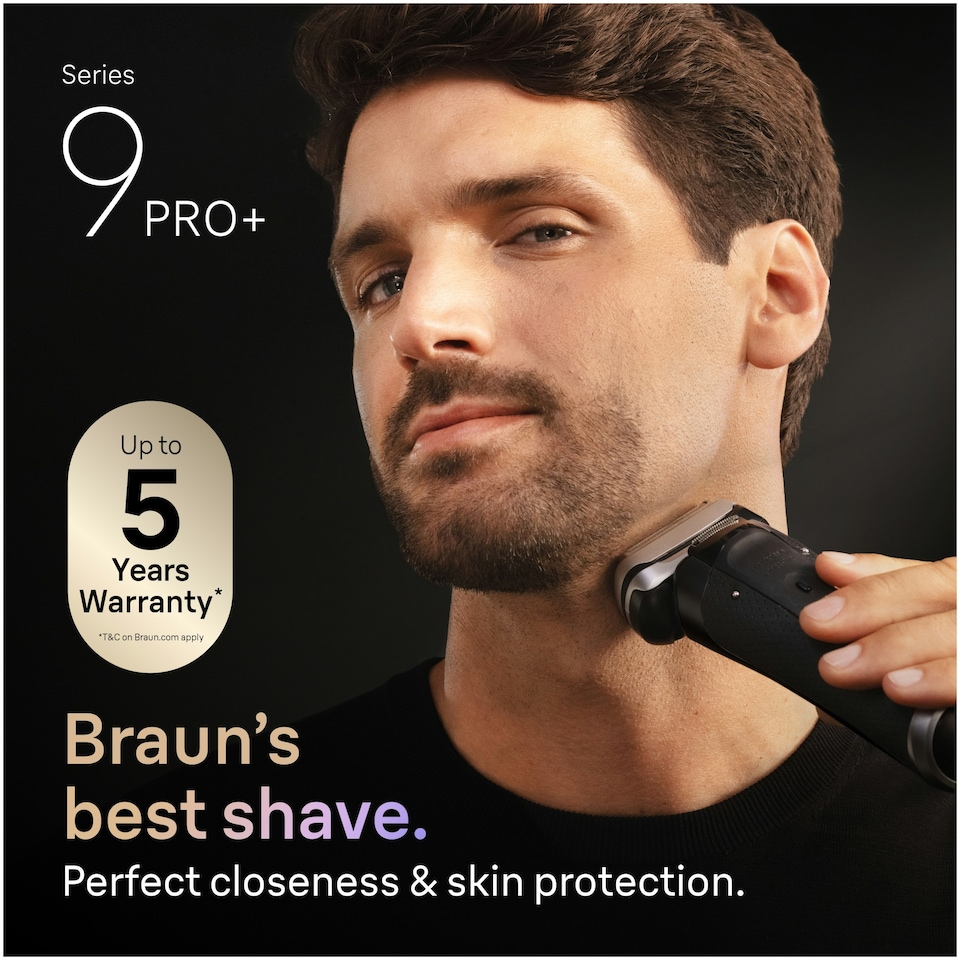 image 1 of Braun Series 9 PRO+ Electric Shaver, Pro SensoAdapt, Charging Stand, 9610S, Black