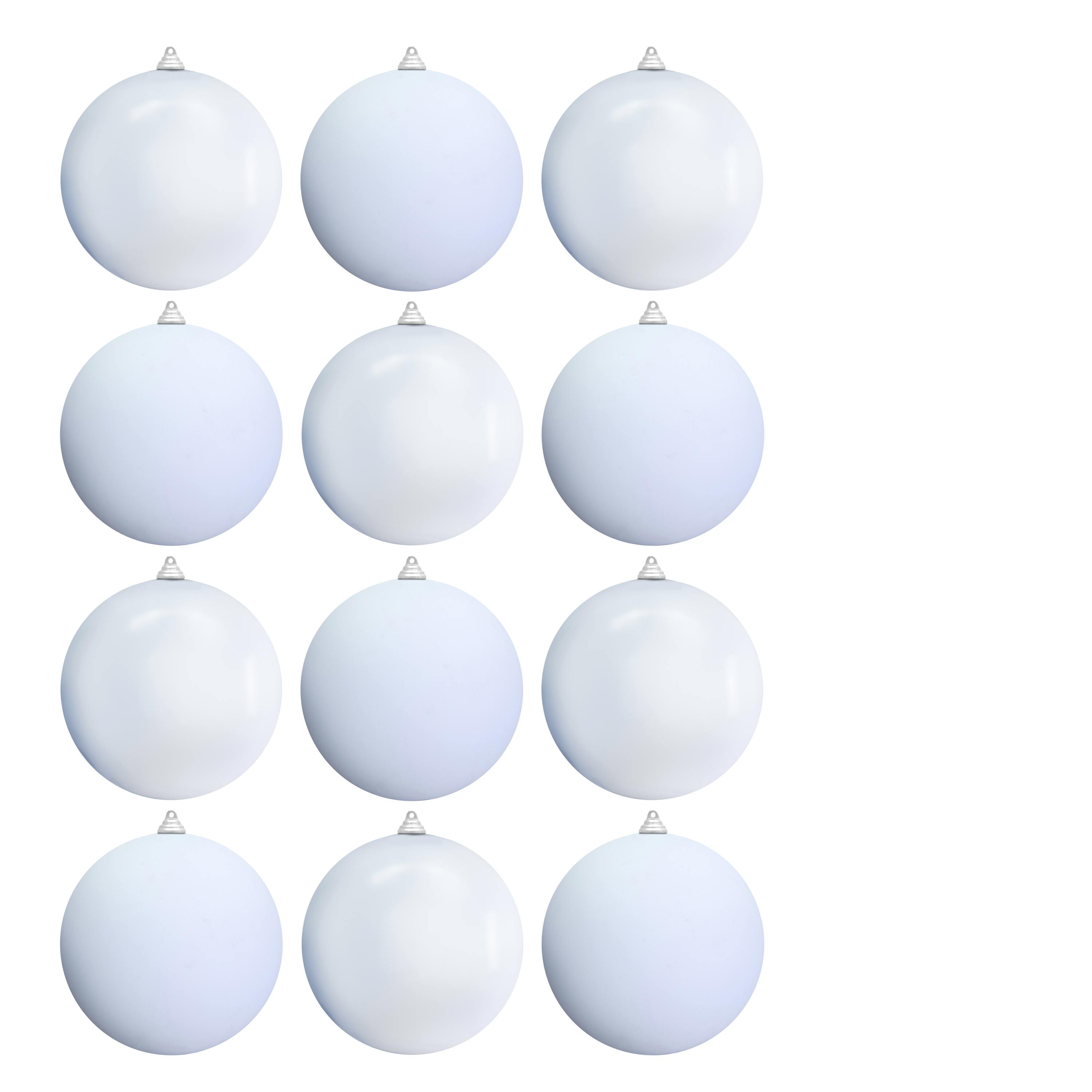 Christmas Tree World 20cm Bauble Set Shiny/Matt (12 pc) - White