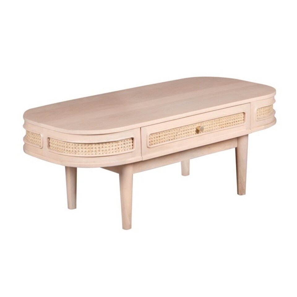 image 1 of Valencia 1 Drawer Coffee Table - Cane & Mango Wood - L55 x W115 x H45 cm Brown
