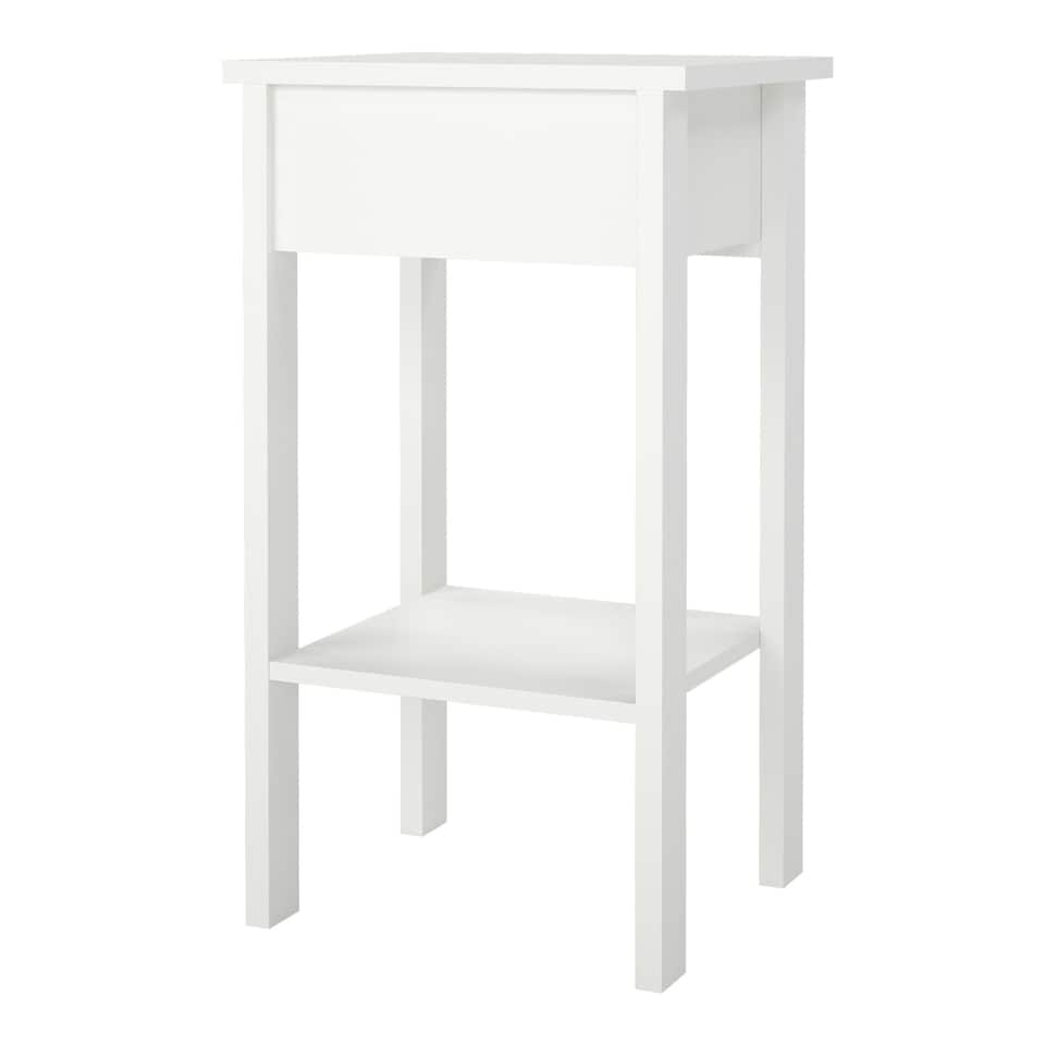 image 1 of Madrid Bedside Table with 1 Drawer in White
