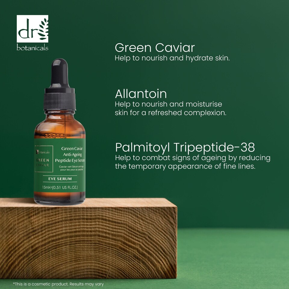 image 1 of Dr Botanicals Green Caviar Anti-Ageing Peptide Eye Serum 15ml x 2 Duo Set