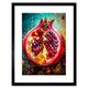 image 1 of Sliced Pomegranate Fruit Photorealistic Painting 9x7" Black Framed Wall Art Print