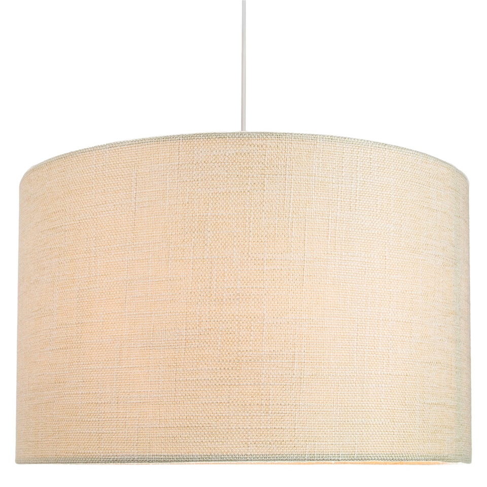 image 1 of Contemporary and Sleek 14 Inch Cream Linen Fabric Drum Lamp Shade 60w Maximum | Cream