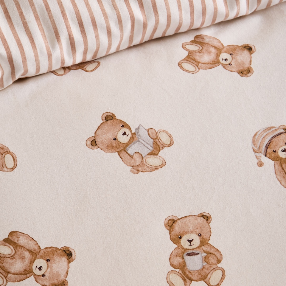 image 1 of Catherine Lansfield Brushed Teddy Bear Cotton Reversible Duvet Cover Set
