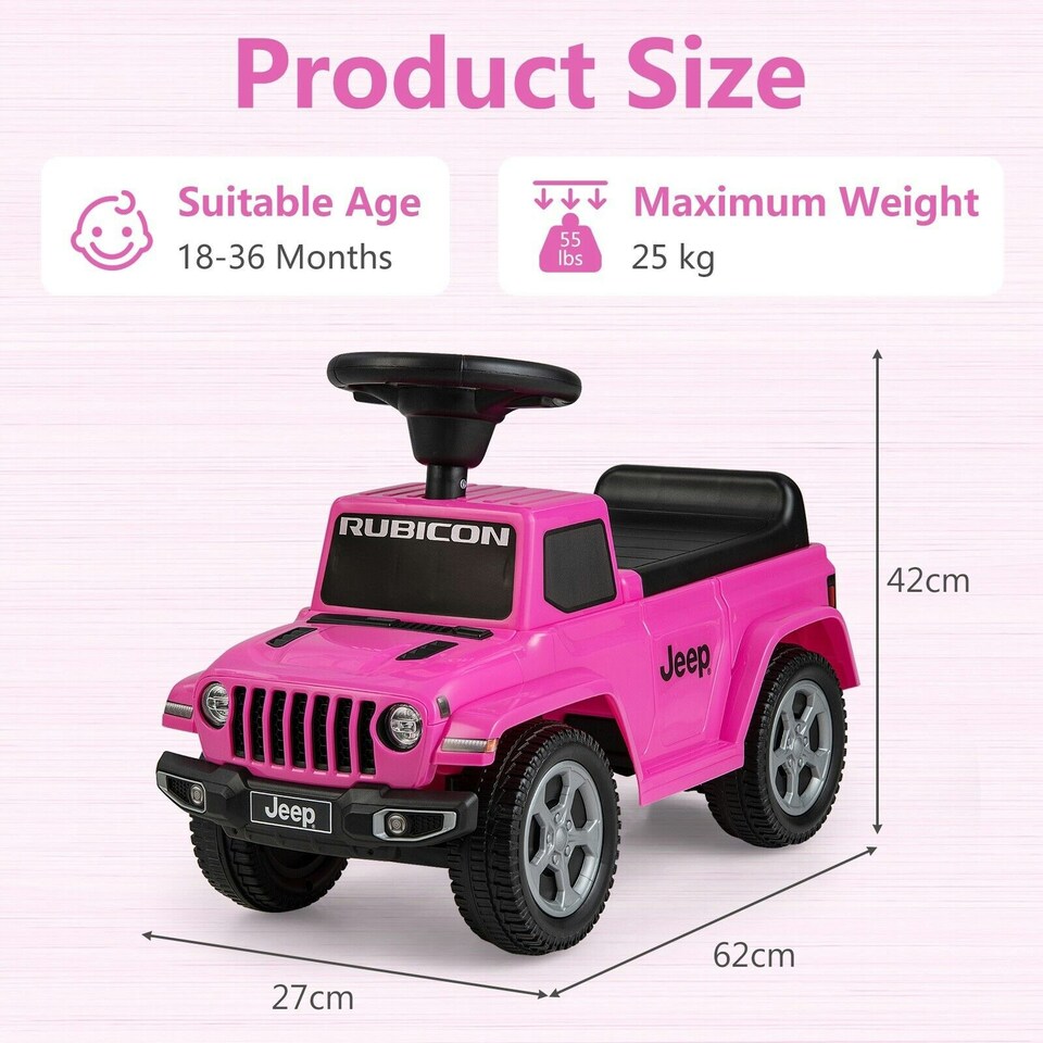 image 1 of COSTWAY Kids Ride on Push Car Licensed Jeep Push Along Car