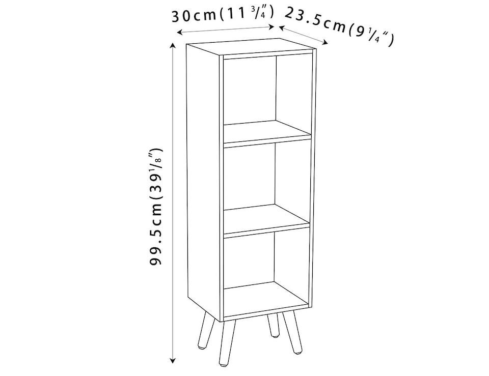 image 1 of 3-Tier Cube Display Cabinet with Scandinavian Legs | White | White & Black | 1