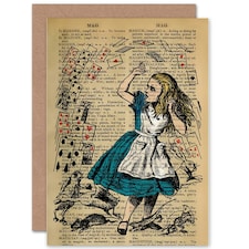 Upcycle Dictionary Alice Wonderland Birthday Card