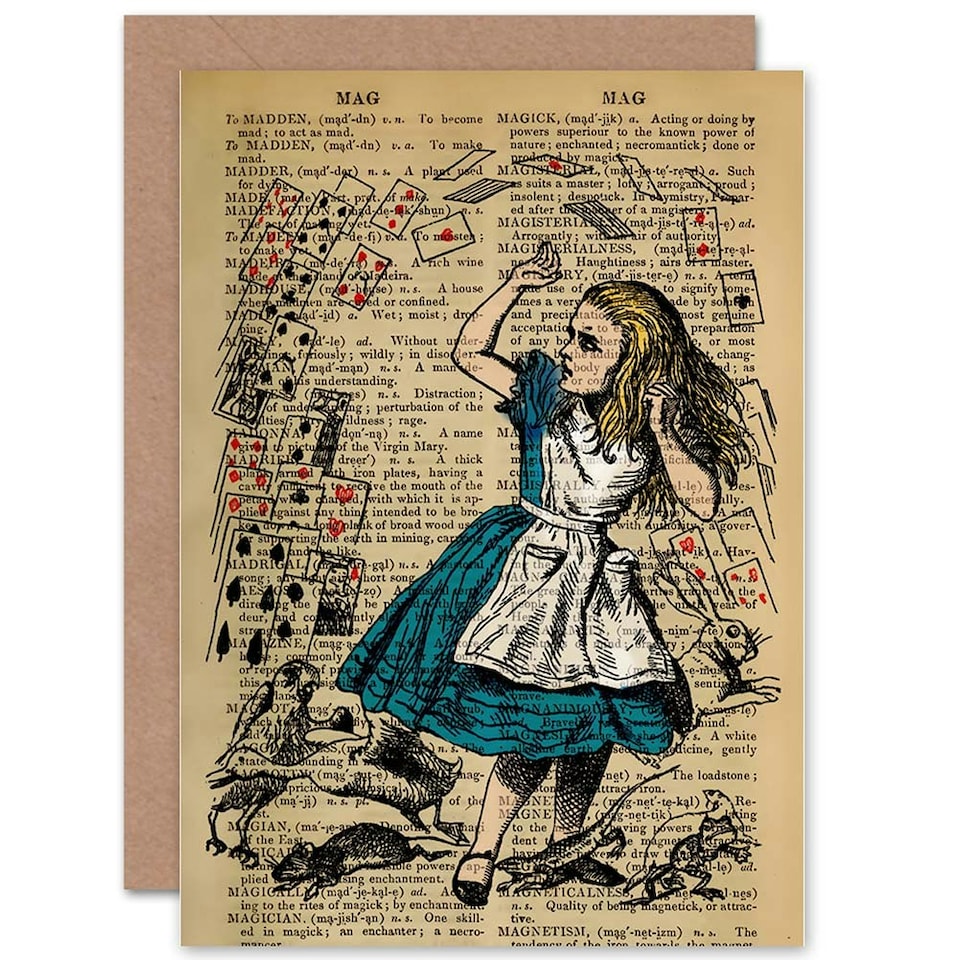 image 1 of Upcycle Dictionary Alice Wonderland Birthday Card