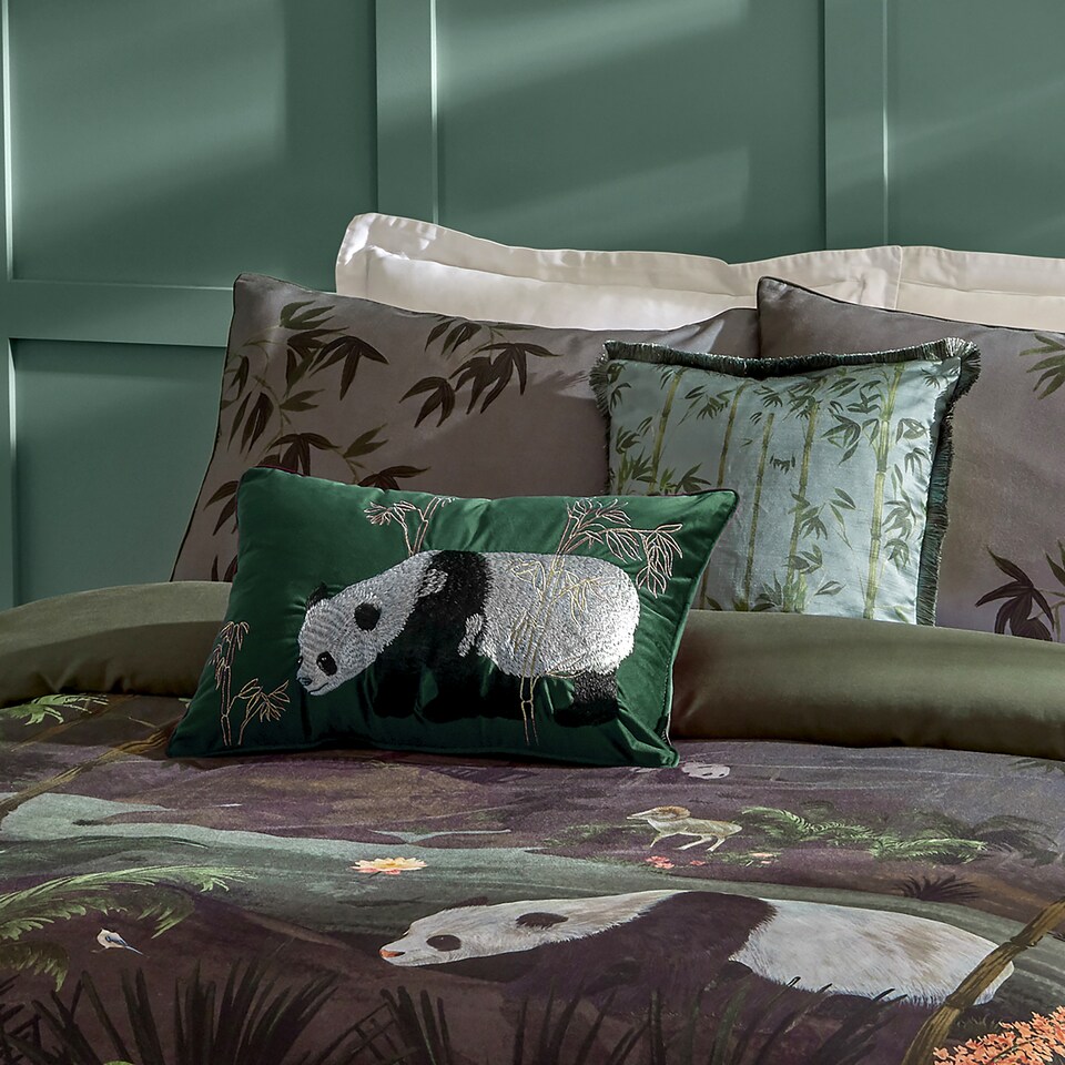 image 1 of Paoletti Chuan Tranquil Panda Velvet Cushion