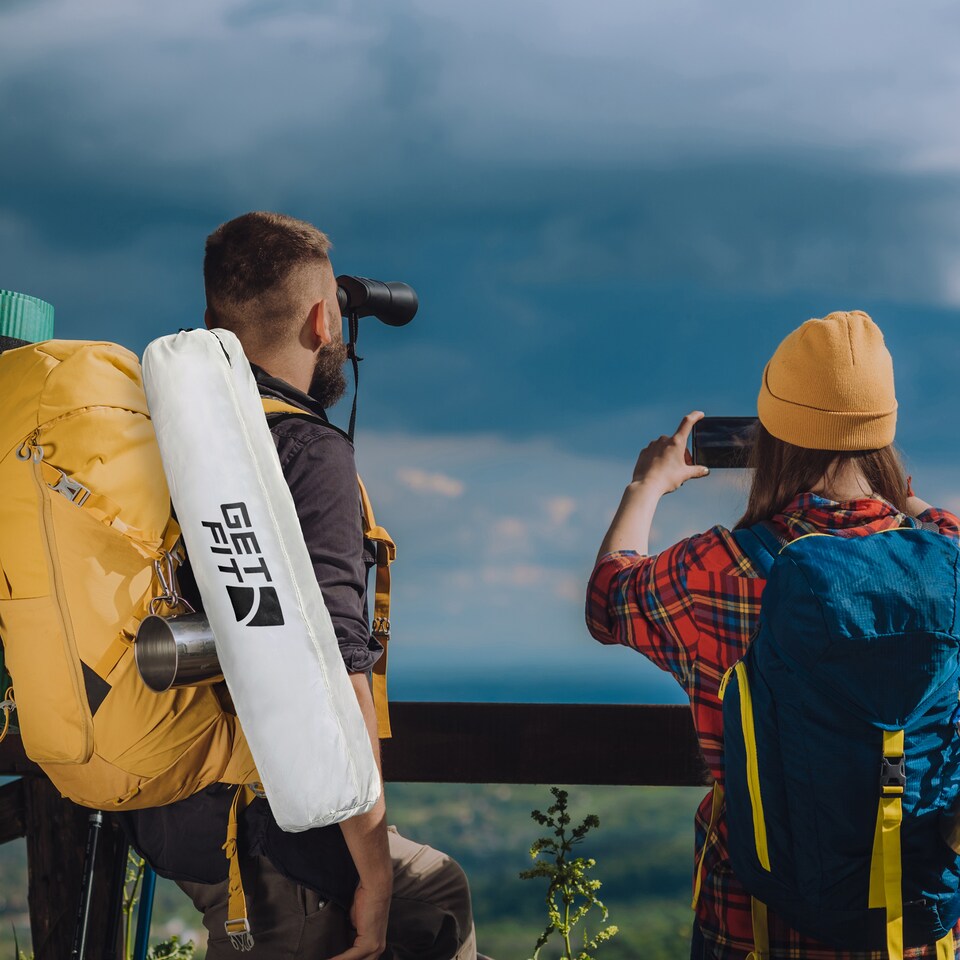 image 1 of Get Fit Premium Folding Camping Chair - Thick Padded With Magazine Pocket, Cup Holder & Carry Bag - Lightweight 3Kg - Capacity 130Kg - Single | Grey | 1