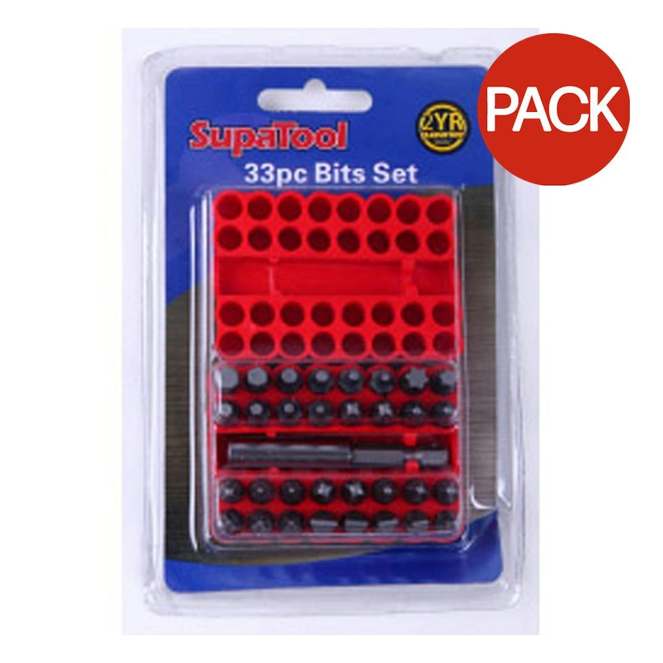 SupaTool Drill Bit Set (Pack of 33) - Red/Silver - One Size