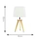 image 3 of ValueLights Jackson Natural Wood Tripod Table Lamp with Fabric Shade and LED Bulb White