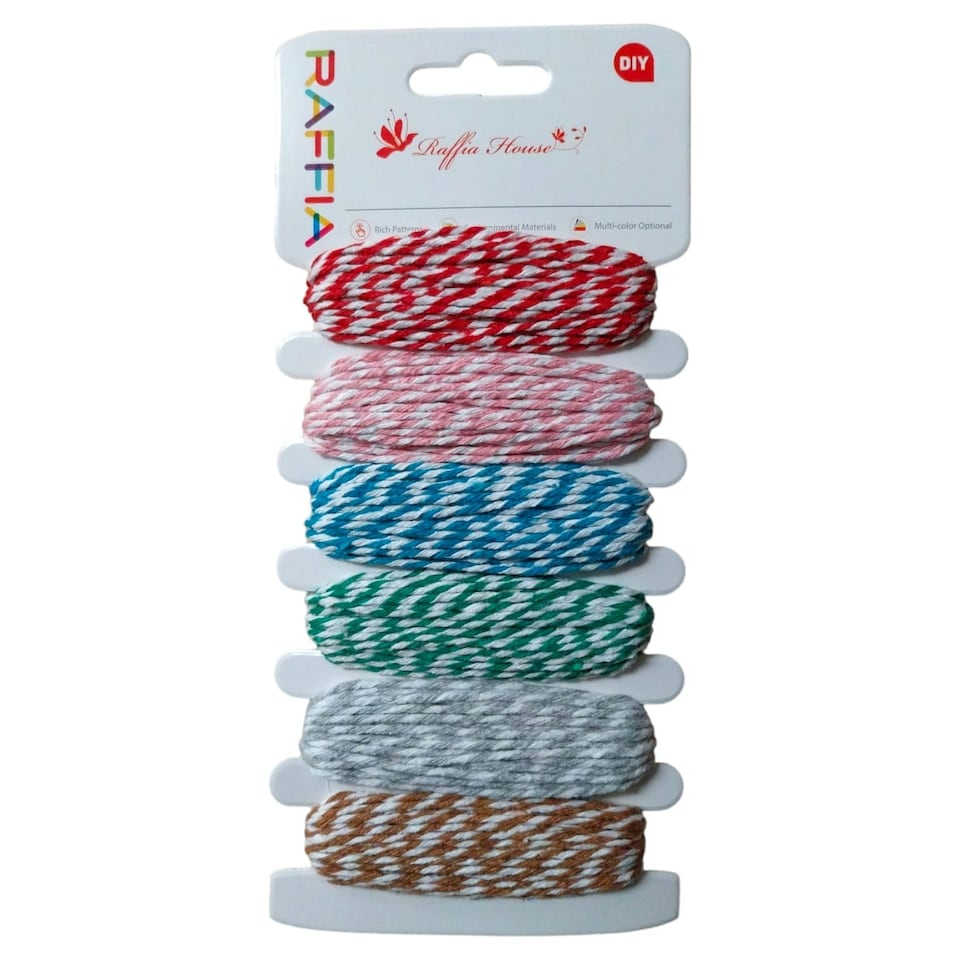 image 1 of 5m Raffia Craft Assorted Two Colour Cotton Thread String