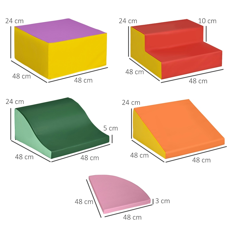 image 1 of HOMCOM 6 Piece Soft Play Equipment for Kids Climb and Crawl, Red