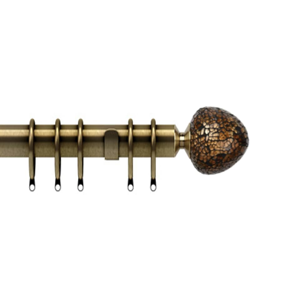 image 1 of 35mm Fixed Length Metal Curtain Pole Set Antique Brass Alexia Finial 300cm Bronze | Bronze