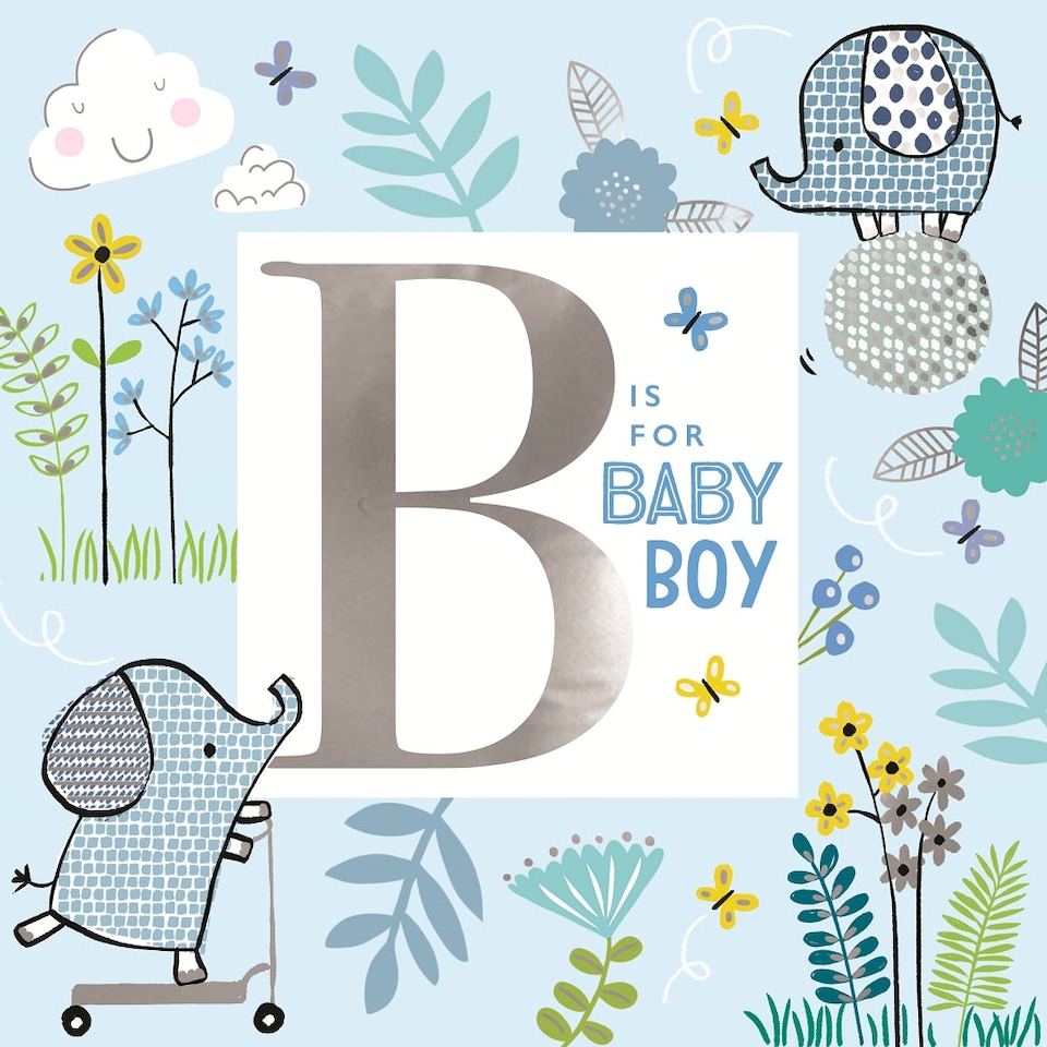 image 1 of B Is For Baby Boy New Arrival New Baby Congratulations Card