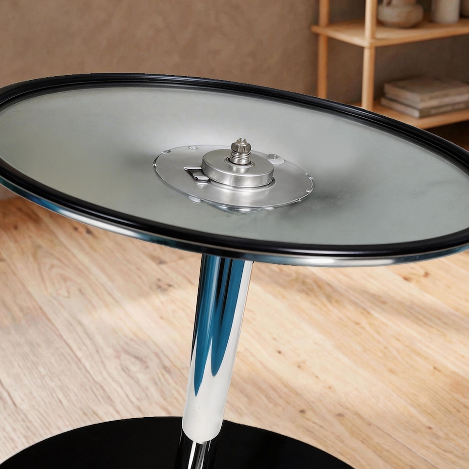 image 1 of HOMCOM Round Bar Table, Dining Table with Tempered Glass Top and Steel Frame