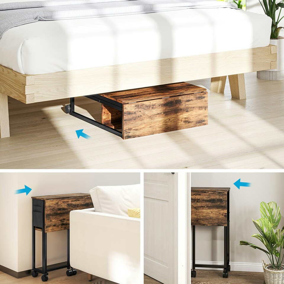 image 1 of HOMCOM 63 cm Foldable Computer Desk on Wheels for Small Spaces Brown