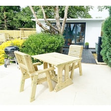 Heavy Duty Table and Chair Set - 1 Square Table - 2 Chairs - 2 Seater