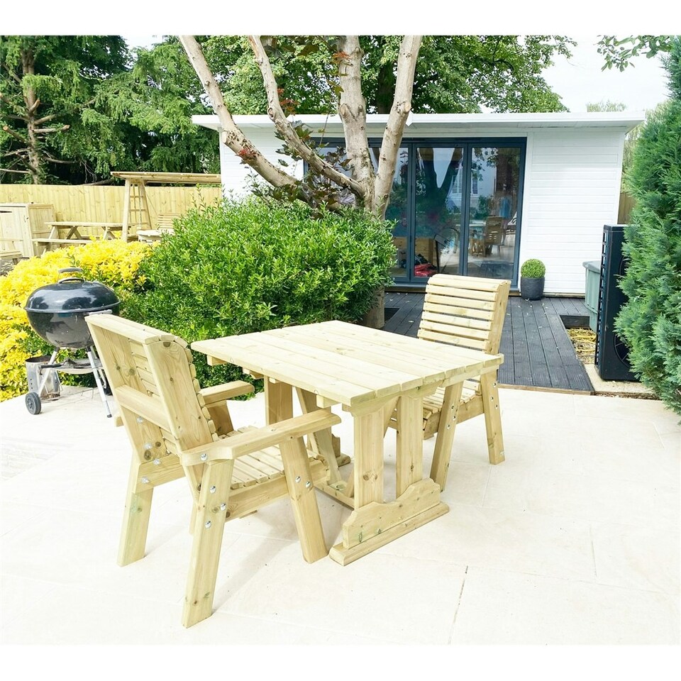 image 1 of Heavy Duty Table and Chair Set - 1 Square Table - 2 Chairs - 2 Seater