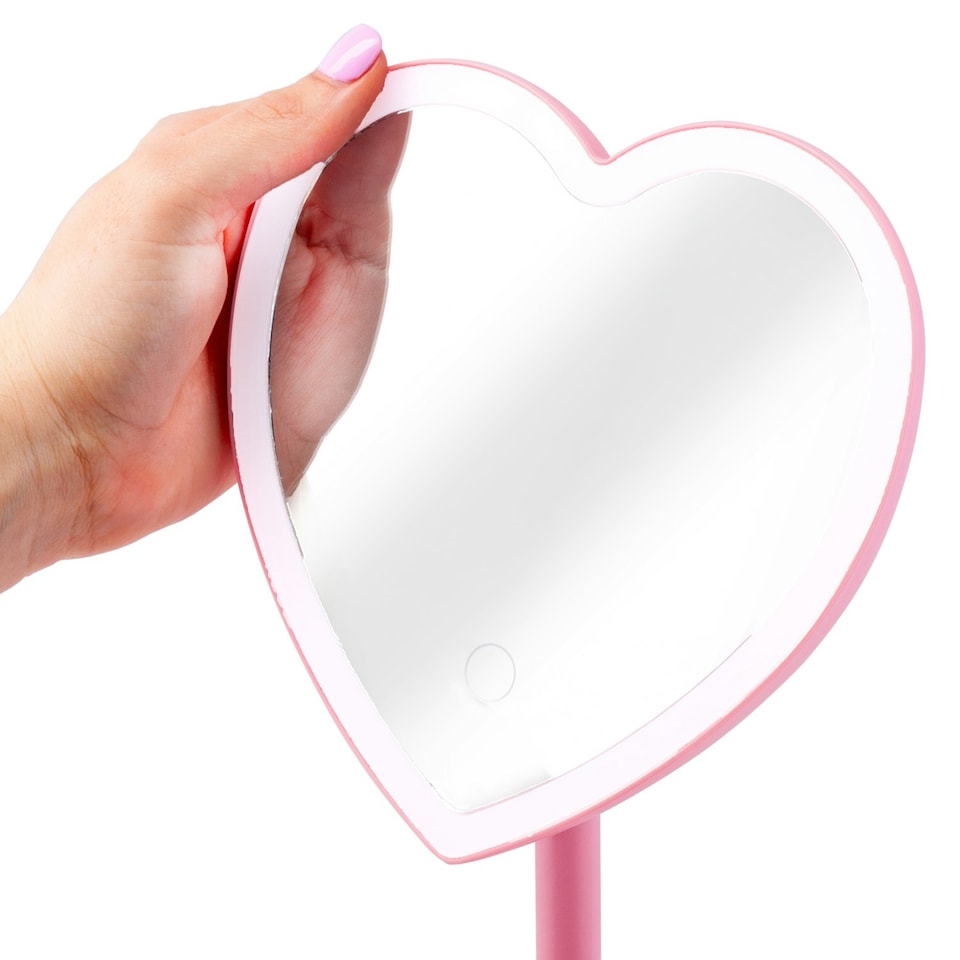 image 1 of Glam & Style Rose Pink Heart Mirror