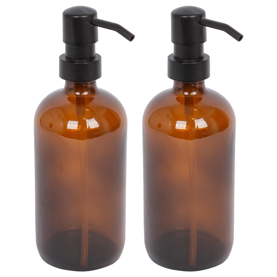 image 1 of Harbour Housewares Glass Soap Dispensers - 500ml - Amber - Pack of 2