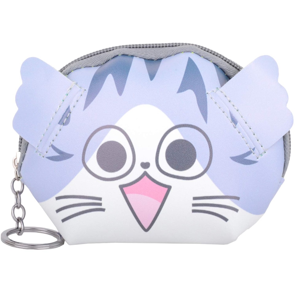 image 1 of Lorenz Childrens Zip Around Faux Leather Animal Coin Money Holder Purse with Key Ring | Purple | AnimeCat