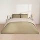 image 1 of OHS Reversible Microfibre Duvet Cover and Pillowcase Bedding Set, Double - Natural/Sage