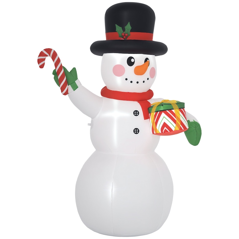 image 1 of Outsunny 6FT Inflatable Snowman with Candy Cane and Gift Box for Party