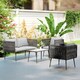 image 9 of Outsunny 4 Piece Outdoor Garden Furniture Set with Cushions, 4 Seater Garden Sofa Set with Loveseat, Armchairs and Faux Marble Top Table, Outdoor Furniture Set for Patio, Conservatory, Light Grey
