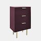 image 6 of OHS Ribbed Bedside Table Modern Bedroom 3 Draw Office Nightstand | Red | Dark Berry