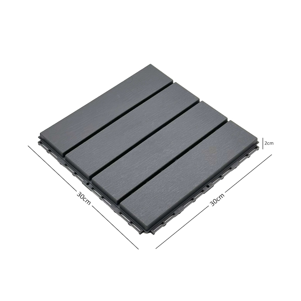 image 1 of Polydeck PVC Interlocking Decking Tiles - Grey | Grey | Pack of 36