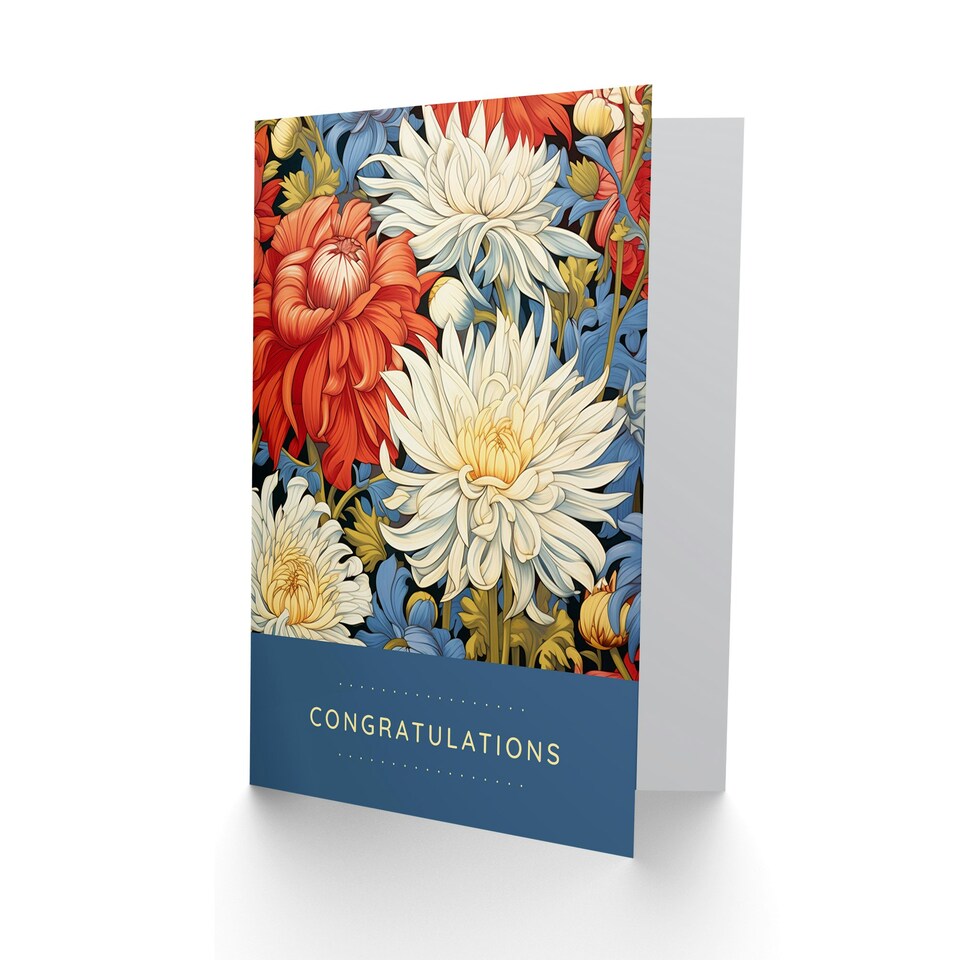 image 1 of Chrysanthemum Flower Pattern Congratulations Her Card