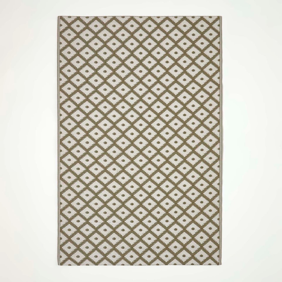 image 1 of Homescapes Outdoor Rug Luxury Waterproof Reversible Recycled, For Garden, May Geometric | Green | Olive Green