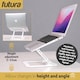 image 7 of Futura Laptop Stand Adjustable Portable Riser, White Foldable Aluminium Holder for MacBook AirPro and 11 to 17 inch Laptops | White | White | One Size | 1