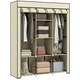 image 6 of HOMCOM Fabric Portable Wardrobe with 8 Shelves 2 Hanging Rails, Cream White Cream