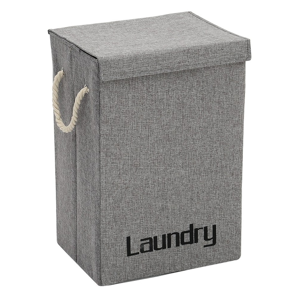 image 1 of Living and Home Laundry Hamper Clothes Storage with Lid & Handles- Grey