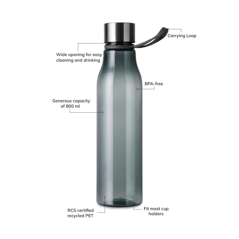 image 1 of Vinga Lean Recycled 800ml Water Bottle - Anthracite - One Size Grey | One Size