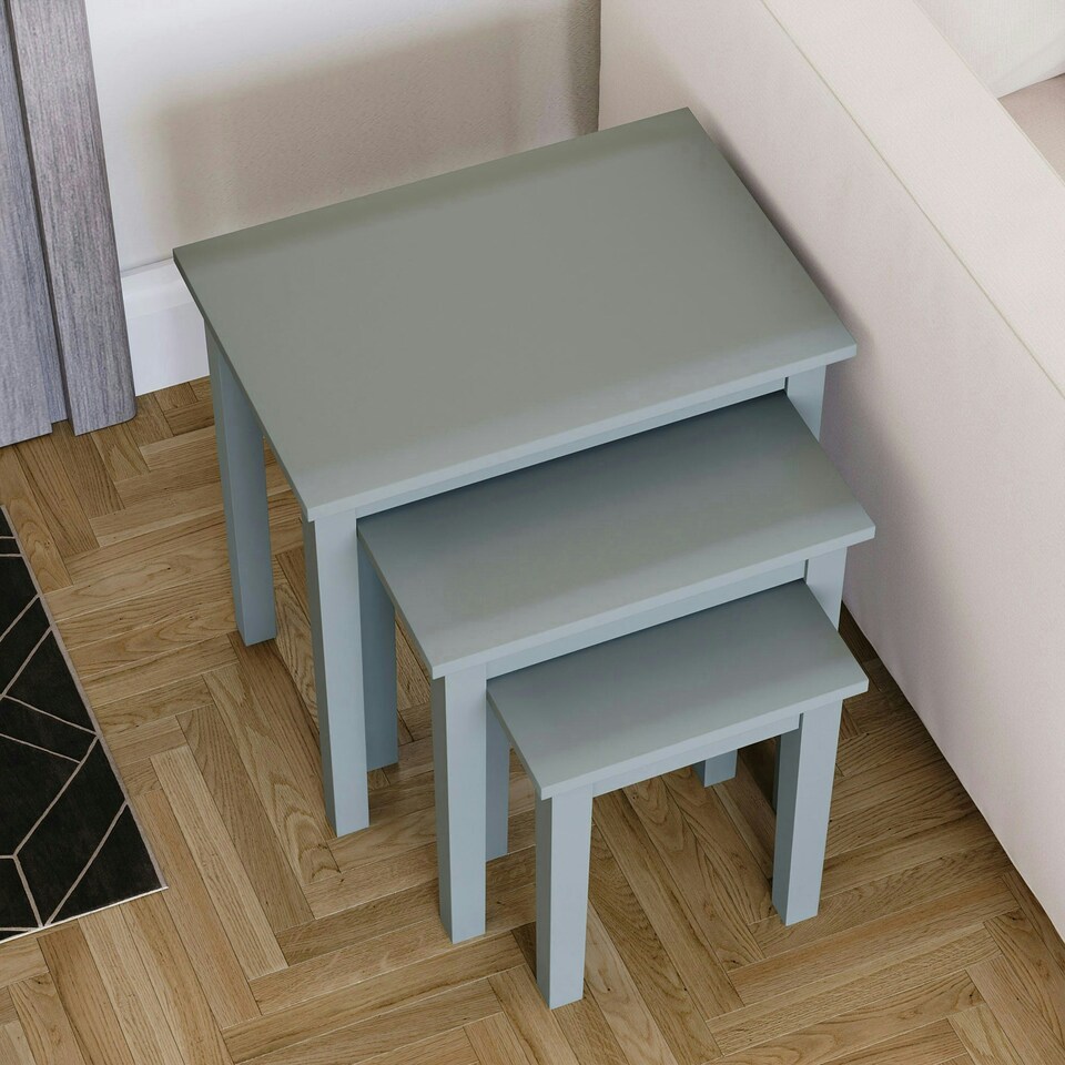 image 1 of Vida Designs Yorkshire Set of 3 Nest of Tables Sofa Side End Table, Grey