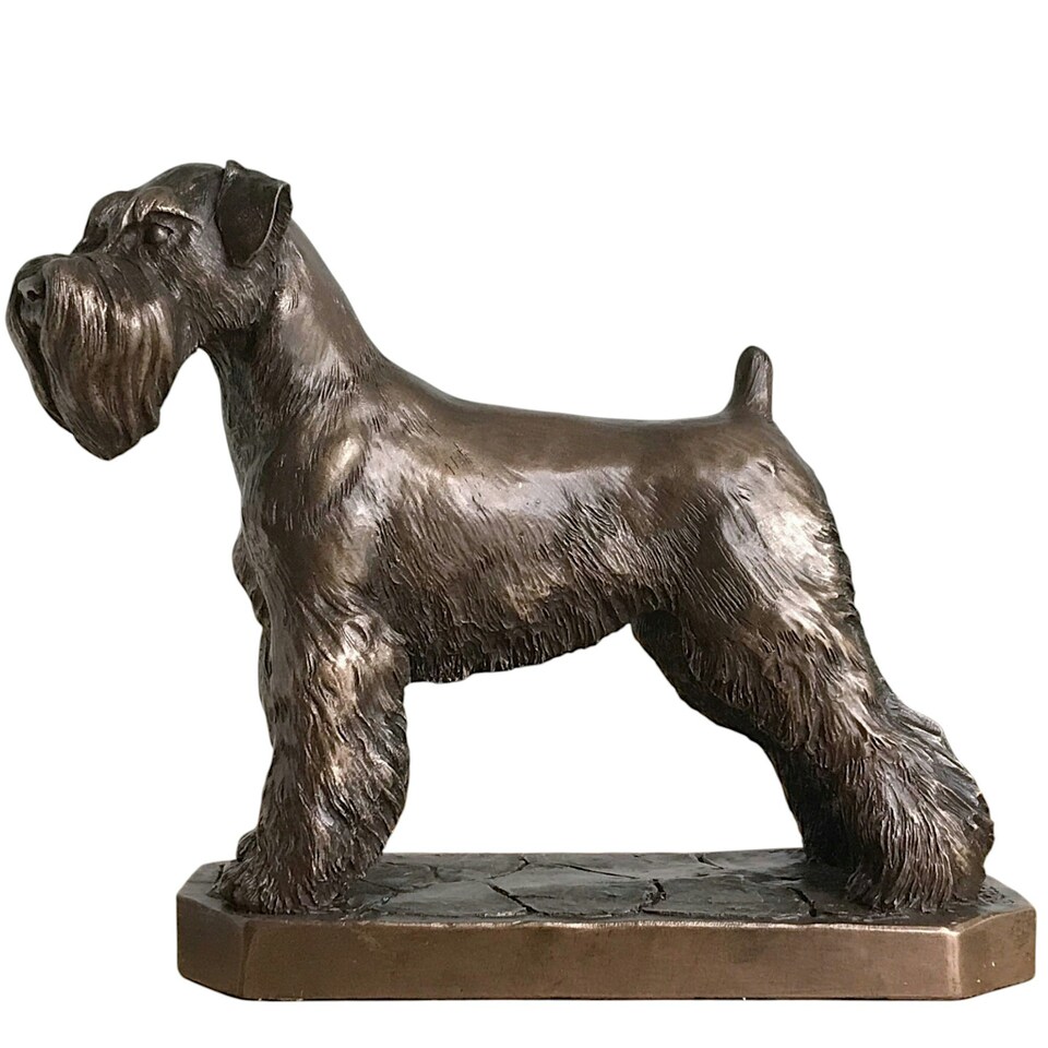image 1 of Schnauzer Figurine On Base In Solid Cold Cast Bronze Designed By David Geenty
