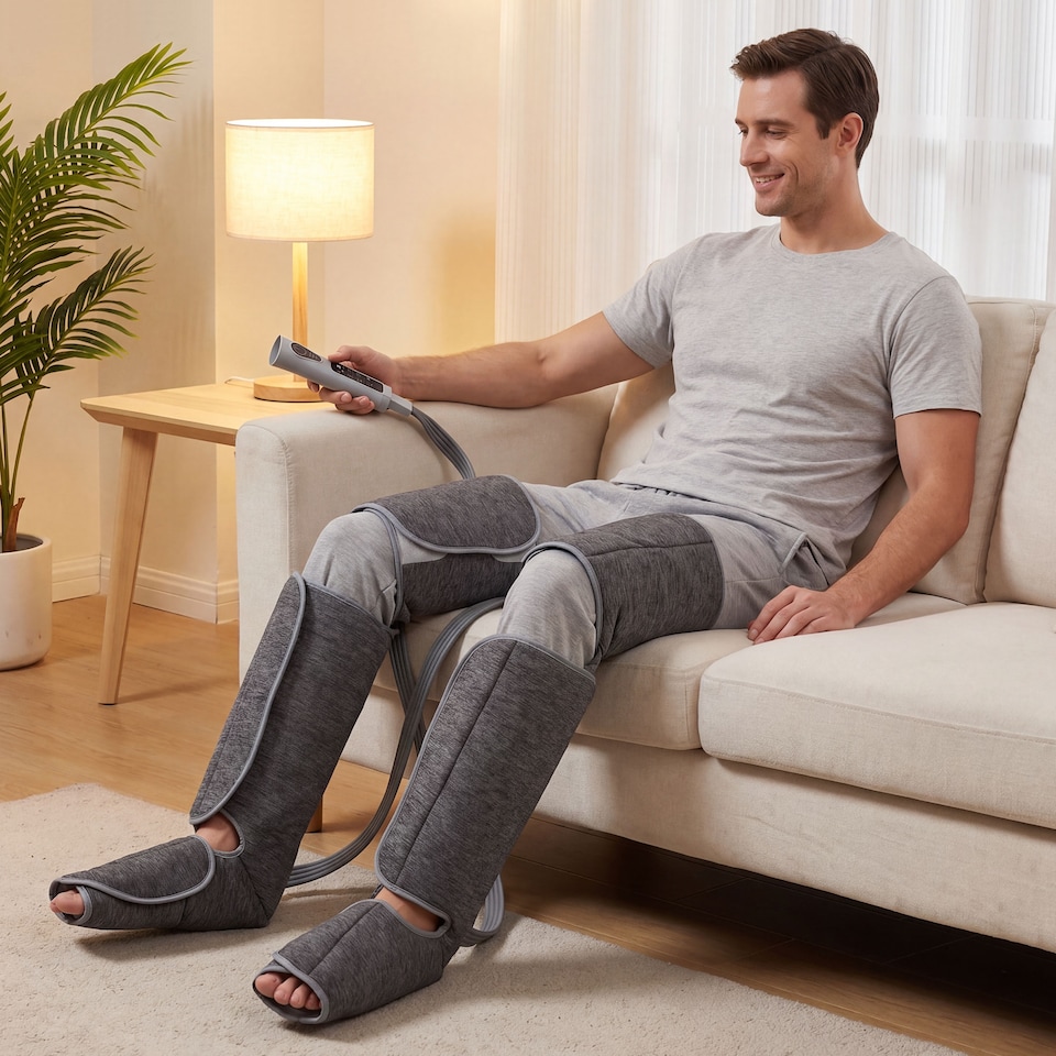 image 1 of HOMCOM Leg Massagers for Pain and Circulation, Foot Massager with Heat