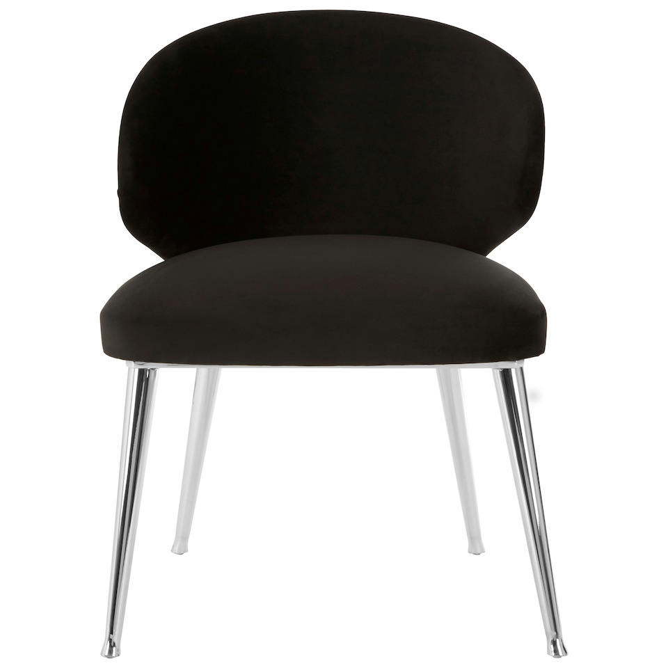image 1 of Interiors by Premier Black Velvet Dining Chair, Accent Dining Chair for Living Room, Upholstered Velvet Chair with Curved Back
