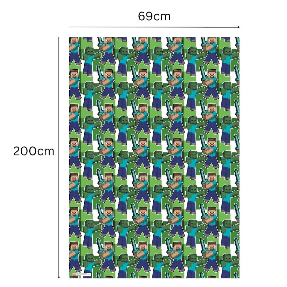 image 1 of Minecraft Gift Wrap Roll 2m