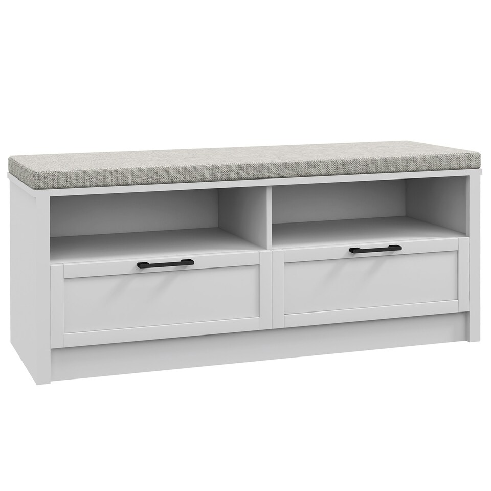 image 1 of HOMCOM Shoe Bench with Removable Cushion, Open Compartments White