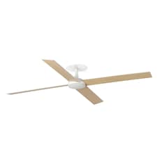 Rudder Recessed 132cm Ceiling Fan Matt White, Ash Wood Blades, 4 Blade Reversible