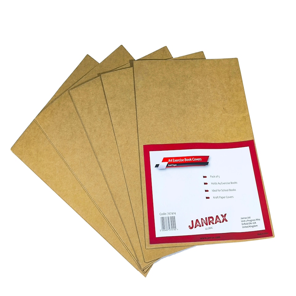 image 1 of Pack of 5 A4 Kraft Paper Exercise Book Covers by Janrax