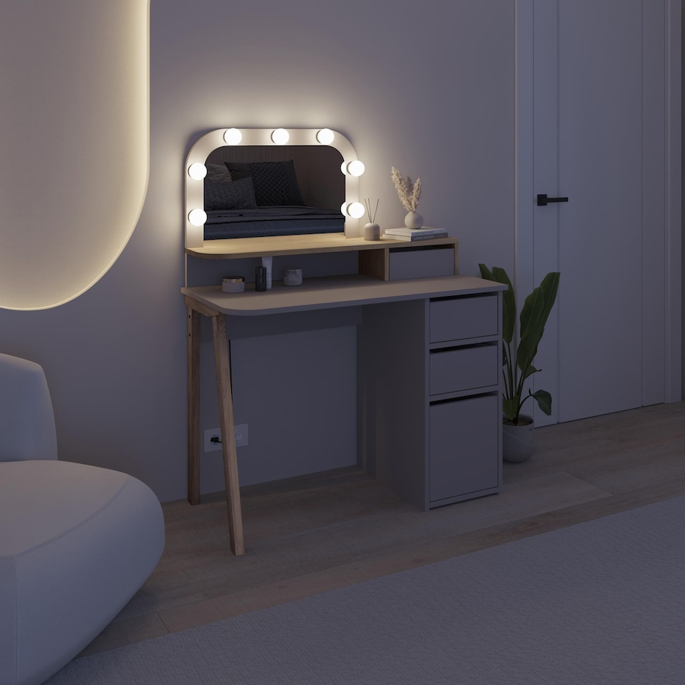 image 1 of Decortie Avien Dressing Table 105x51.5x131cm Mocha Grey