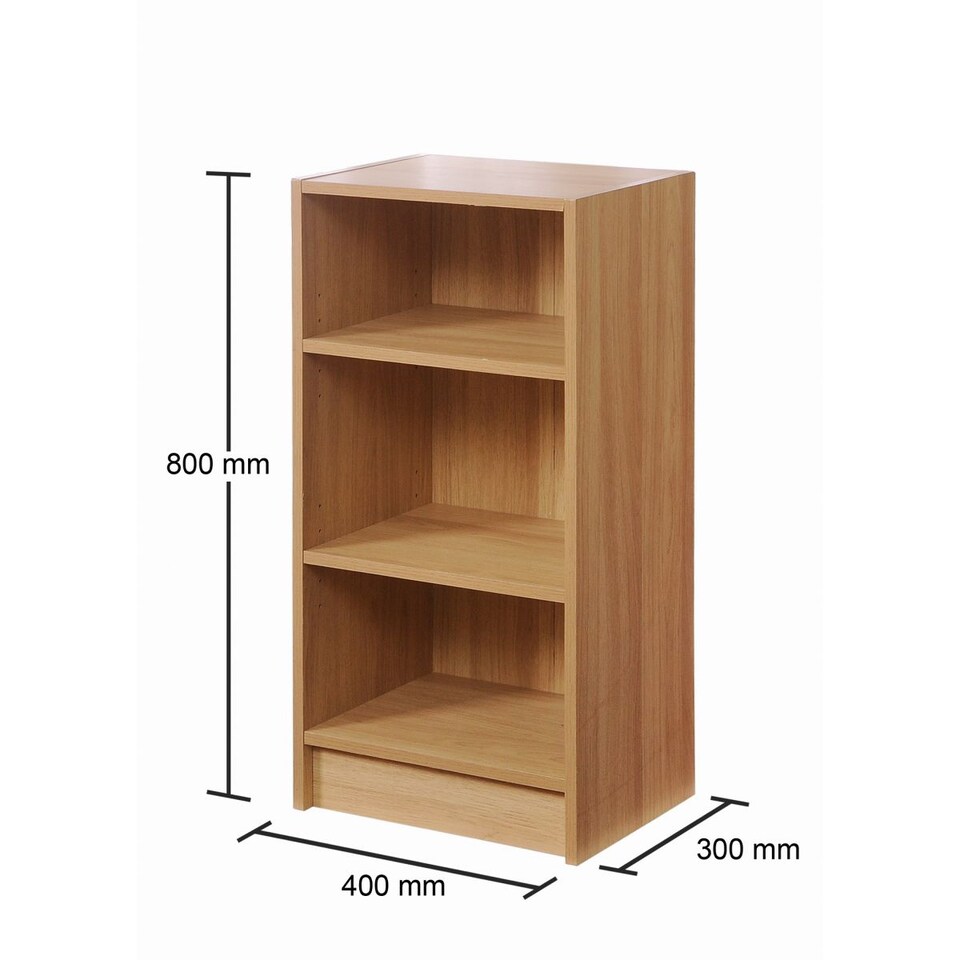 image 1 of Essentials Small 3 Tier Cube Bookcase Display Shelving Storage Unit Wood Furniture Oak