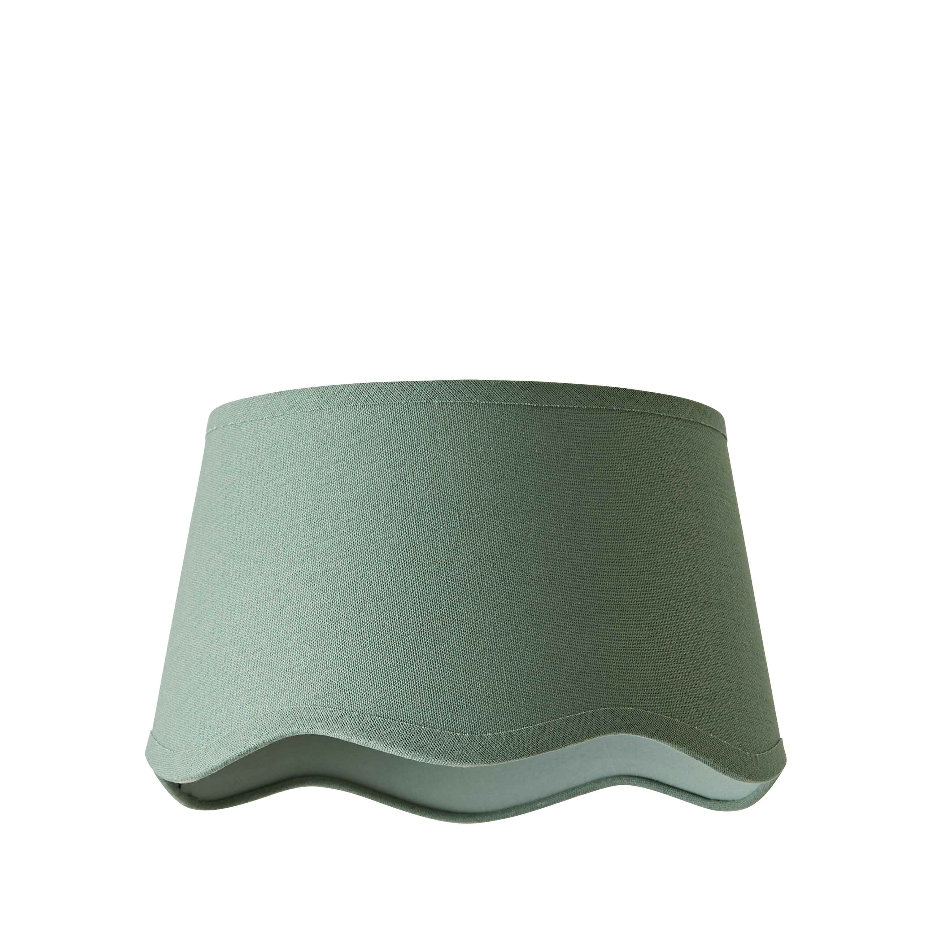 ValueLights Mabel Linen Small 20cm Scallop Edge with Trim Ceiling Light Lamp Shade in Pale Green