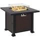image 2 of Outsunny Square Propane Gas Fire Pit Table, 50000 BTU Rattan Smokeless Firepit Patio Heater with Glass Screen, Glass Beads and Lid, 81cm x 81cm x 64cm, Black